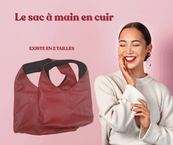 Sac à main en cuir rouge – Image 2