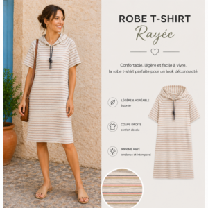 Robe T-shirt Rayée – Mini Collection Été 🌼